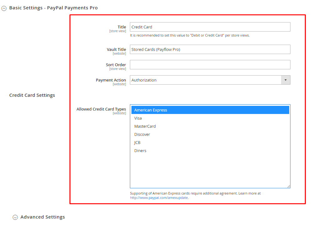 paypal configuration in magento2